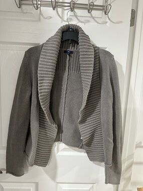 GAP Taupe Gray Ribbed Shawl-Collar Cardigan